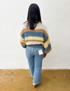 On a Holidate Color Block Stripe Sweater in Multi