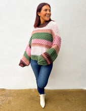 Load image into Gallery viewer, On a Holidate Color Block Stripe Sweater in Pink Multi