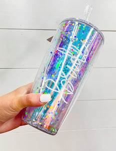 Mary Square Stainless Straw Tumbler Iridescent Bride