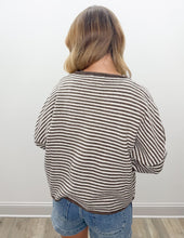 Load image into Gallery viewer, Can't Love You Stripe Drop Shoulder Knit Cardigan in Dark Brown