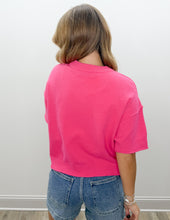 Load image into Gallery viewer, Seen You Lightweight SS Crop Sweater in Hot Pink