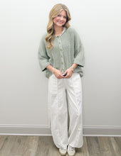 Load image into Gallery viewer, The Words You Say SS Rolled Edge Cardigan in Lt Olive