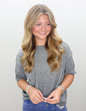 Load image into Gallery viewer, Seen You Lightweight SS Crop Sweater in Charcoal