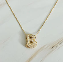 Load image into Gallery viewer, Crystal Bubble Letter Gold Initial Necklace