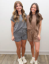 Load image into Gallery viewer, I See You Cap SS Top &amp; Shorts Set in Grey