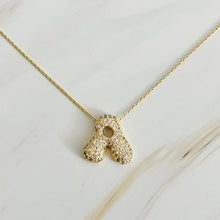 Load image into Gallery viewer, Crystal Bubble Letter Gold Initial Necklace