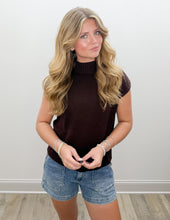 Load image into Gallery viewer, Like Me Again Mock Neck Shoulder Knit Sweater in Chocolate