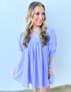 Main Attraction 3/4 Puff Sleeve Dress in Lavender