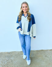 Load image into Gallery viewer, Steady Heart Long Sleeve Knit Top in Navy Multi