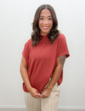 Load image into Gallery viewer, See Forever Mock Neck SS Boxy Sweater in Rust