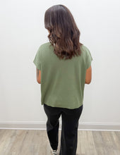 Load image into Gallery viewer, See Forever Mock Neck SS Boxy Sweater in Lt Olive