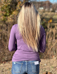 Layering Made Perfect Mock Neck Top Lilac Grey