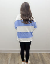 Load image into Gallery viewer, French Terry Color Block LS Top in Cornflower Blue