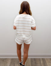 Load image into Gallery viewer, Ocean Drive- Cloud Fleece Shorts in Bright Ivory/Nude Stripes