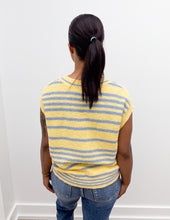 Load image into Gallery viewer, Spring Days Stripped Button-Up Sweater Top in Lemon/Blue