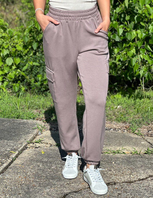 Lost in My Fairy Tale Scuba Cargo Joggers Mocha