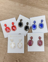 Load image into Gallery viewer, Kendra Scott Daphne Enamel Frame Drop Earrings in Gold Cobalt Illusion