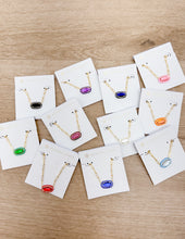 Load image into Gallery viewer, Kendra Scott Elisa Enml Frame Prclp Necklace in Gold/Purple MOP