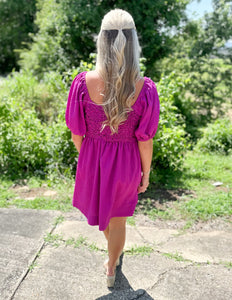 Hammer to the Heart Textured Dress Magenta