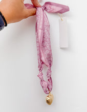 Load image into Gallery viewer, Let's Stay Trendy Scarf Necklace in Pink with a Heart