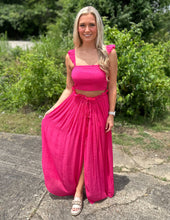 Load image into Gallery viewer, Thanks for the Memories Smocked Top &amp; Maxi Skirt Set Fuchsia