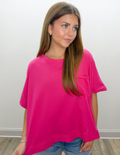 Load image into Gallery viewer, Hope It Rains Exposed Seam Boxy Top in Hot Pink