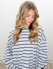 Load image into Gallery viewer, I Don't Even Care Striped Loose Fit Sweatshirt
