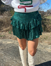 Load image into Gallery viewer, Sparkles Everywhere Sequin Skort Hunter Green