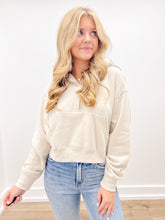 Load image into Gallery viewer, Loving How I Am Living Basic Fleece Half Zip Hoodie in Beige