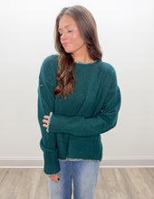 Load image into Gallery viewer, Eyes Closed Wool Blend Stitch Hi-Low Sweater in Hunter Green
