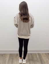 Load image into Gallery viewer, The Striped Fleece Exposed-Seam Sweatshirt in Mocha