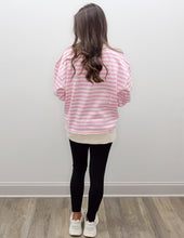Load image into Gallery viewer, The Striped Fleece Exposed-Seam Sweatshirt in Candy Pink