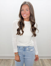 Load image into Gallery viewer, You Found Me Ruched LS Top in Off White