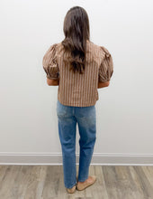 Load image into Gallery viewer, Something Beautiful Striped V-Neck Blouse with Bow Detail