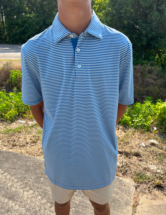 Southern Tide Men's SS Shores Stripe brrr-eeze Performance Polo