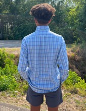 Load image into Gallery viewer, Southern Marsh Hartsville Plaid Dress Shirt French Blue &amp; Mint