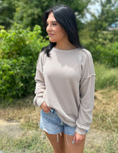 Load image into Gallery viewer, Sweet Soul Puff Sleeve Ribbed Top Oatmeal