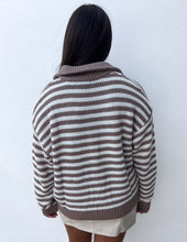 Load image into Gallery viewer, December Dreaming Half-Zip Stripe Sweater