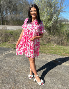 Loving Embrace Button Down Dress Pink