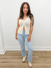 Load image into Gallery viewer, Burn It Down Button Detail Split Crochet Top