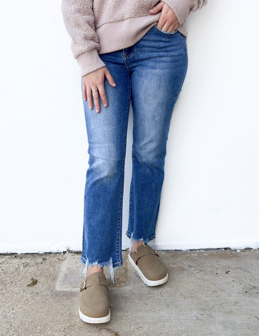 Take It All In Stride High Rise Relaxed Straight Leg Jeans in Dark