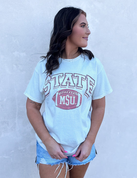 Mississippi State Bulldogs Wonka Off White Thrifted Tee