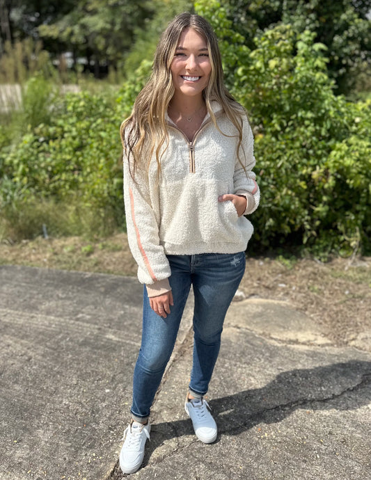 Jadelynn Brooke Around the Clock Teddy Quarter Zip Pullover