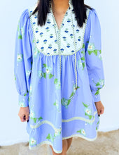 Load image into Gallery viewer, Only You and I Floral Long Sleeve Dress in Blue