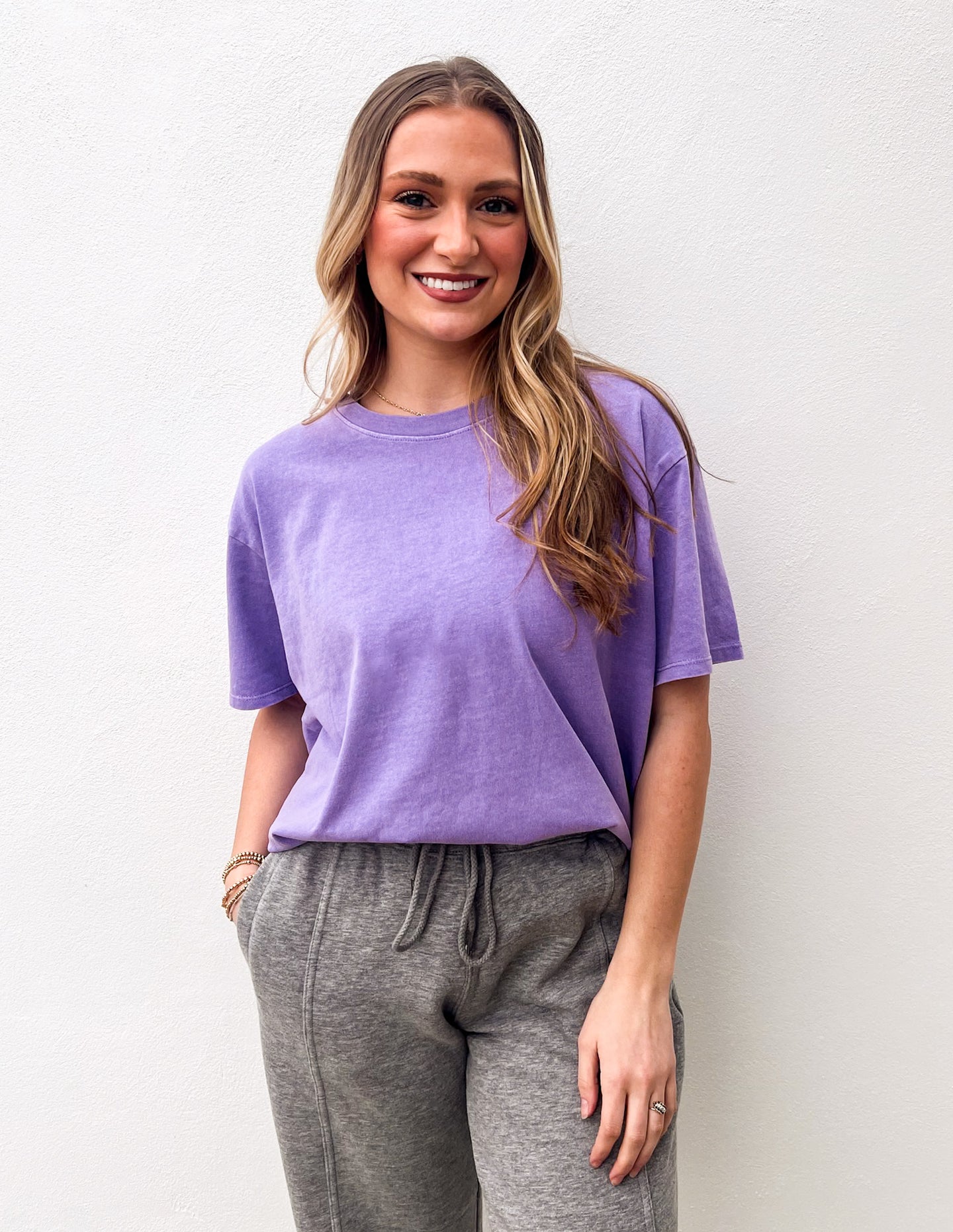 Hideaway Crew Neck Short Sleeve T-Shirt in Wisteria