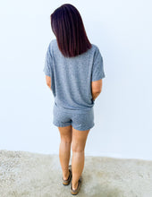 Load image into Gallery viewer, Love Me When I&#39;m Gone Melange Short Sleeve Top &amp; Shorts Set in Black