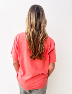 Hideaway Crew Neck Short Sleeve T-Shirt in Coral