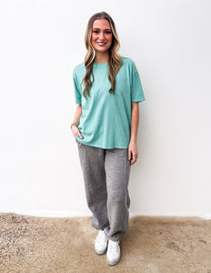 Hideaway Crew Neck Short Sleeve T-Shirt in Turquoise