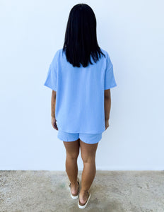 None Like You Short Sleeve Top & Shorts Set in Spring Blue