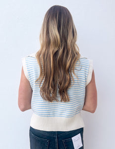 No Kind of Love Striped Knit Sleeveless Top in Blue